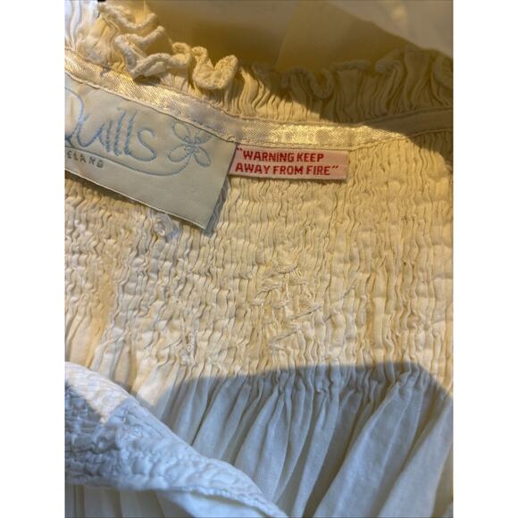 Vintage New Quills Ireland Edwardian Nightgown Cotton embroired crochet Ivory OS - Picture 16 of 16